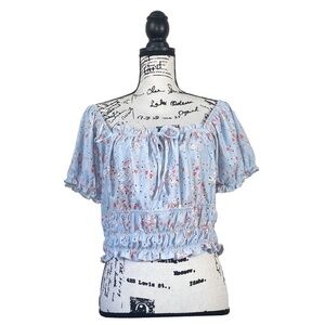 NWT Juniors Hippie Rose Light Blue Floral Top Size XL